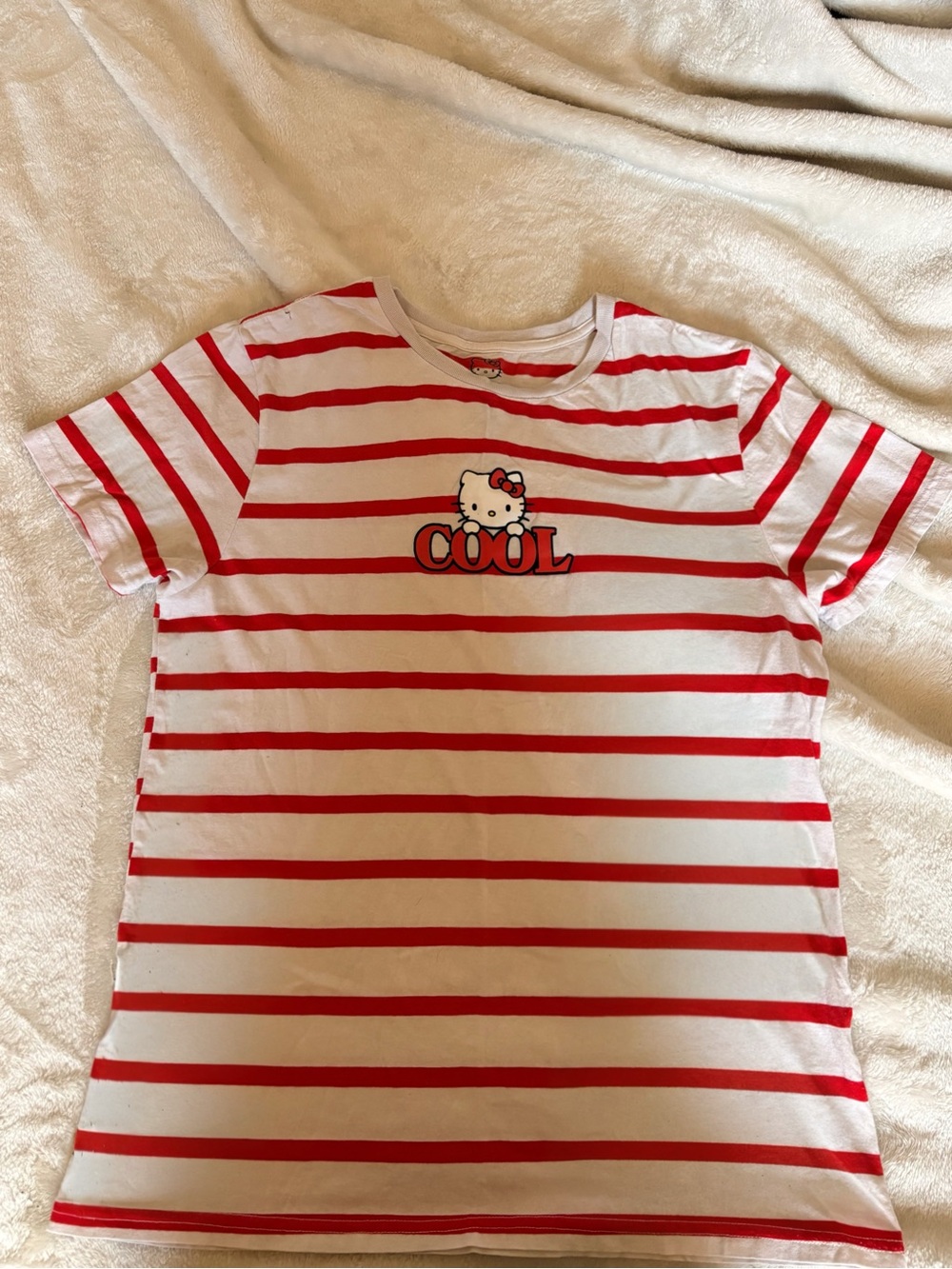 Sanrio White & Red Striped Hello Kitty 'COOL' Graphic Tee